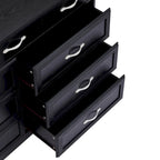 Comò lungo a 9 cassetti bianco/nero con maniglie antiche – Stile porta da fienile, montaggio per 2 persone