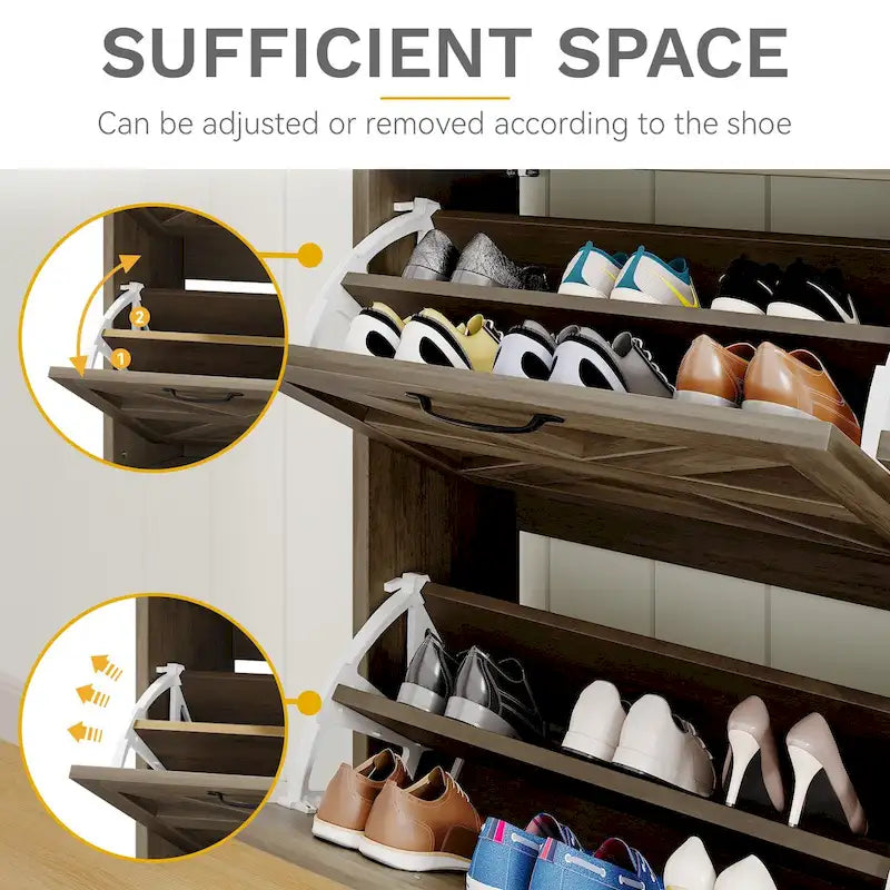 Armoire à chaussures de style maison de campagne avec 2 tiroirs basculants et banc pour l'entrée