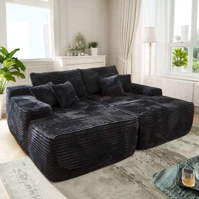 Divano doppio chaise longue lungo e morbido, senza necessità di montaggio
