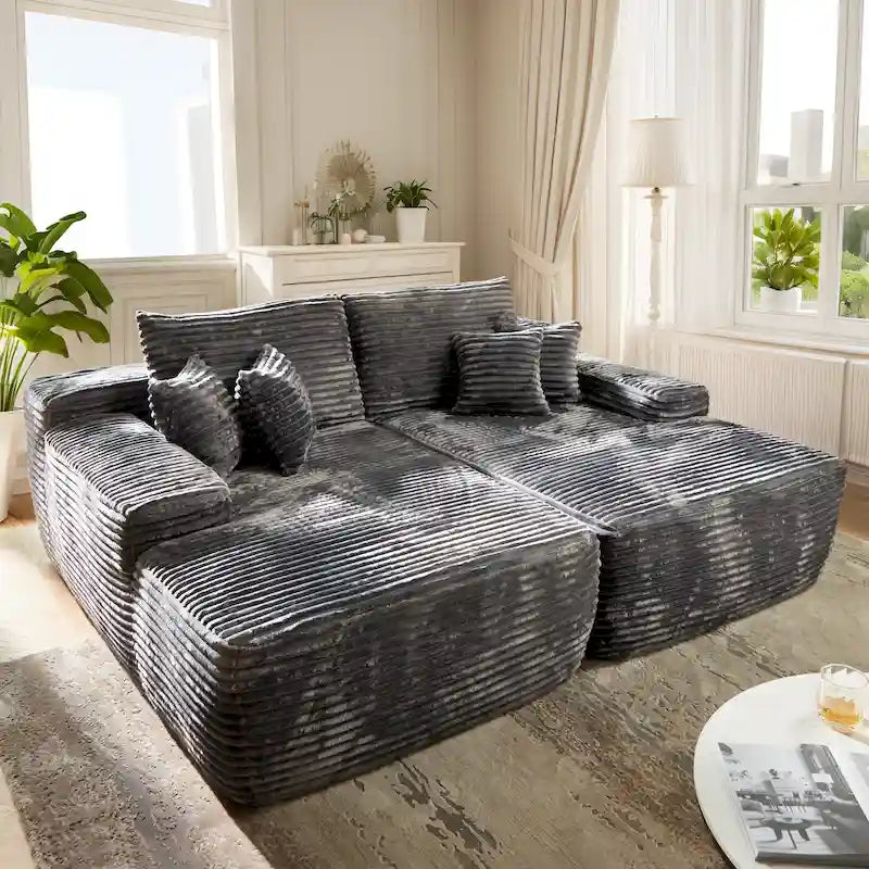 Divano doppio chaise longue lungo e morbido, senza necessità di montaggio