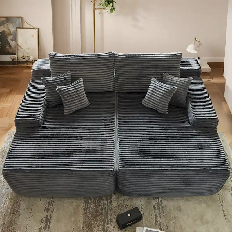 Divano doppio chaise longue lungo e morbido, senza necessità di montaggio