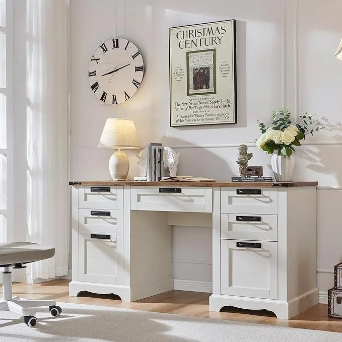 Boerderijstijl directiebureau van 60 inch, houten thuiskantoorbureau, computerbureau