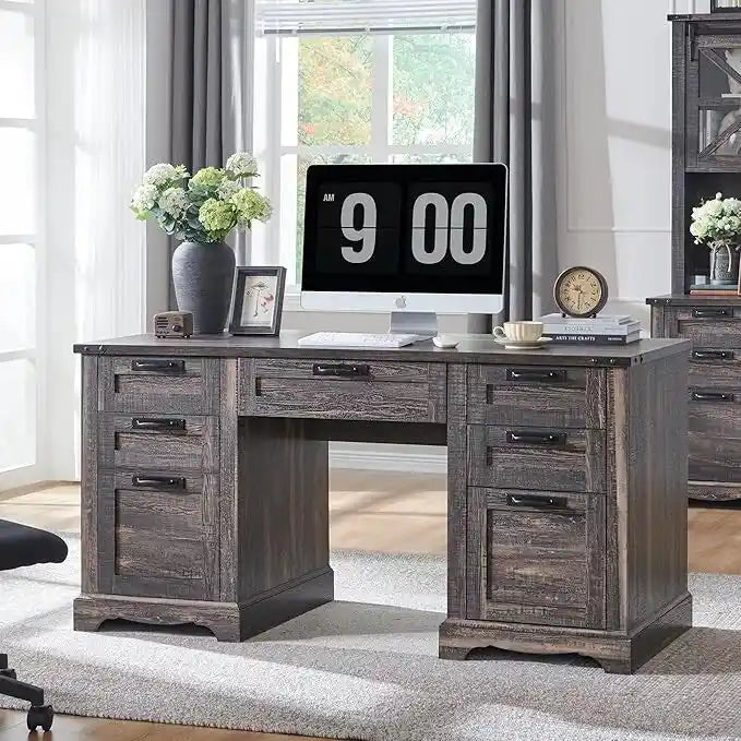 Boerderijstijl directiebureau van 60 inch, houten thuiskantoorbureau, computerbureau